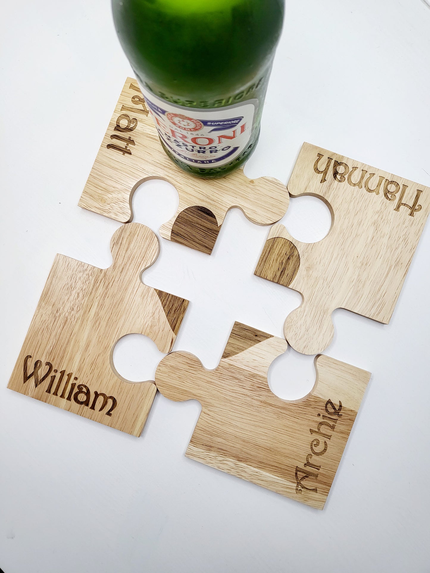 Personalised Set of 4 Puzzle Piece Coasters