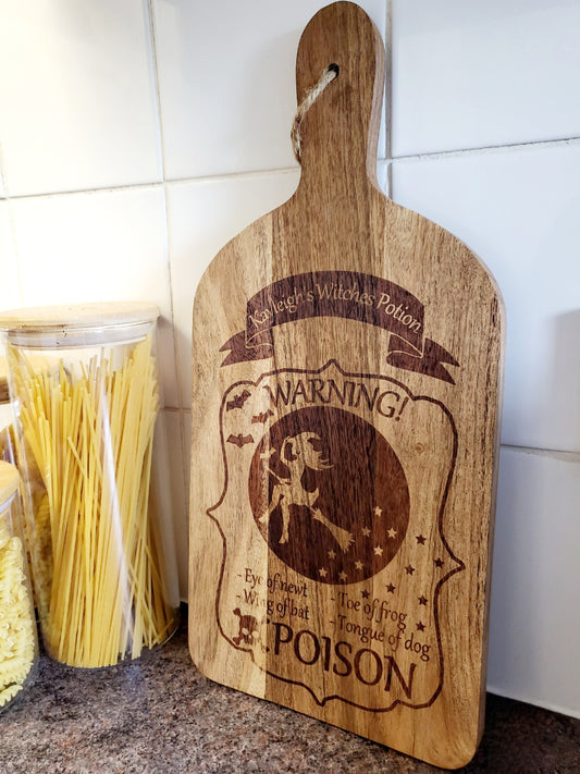 Personalised Halloween Potion Bottle Chopping Board