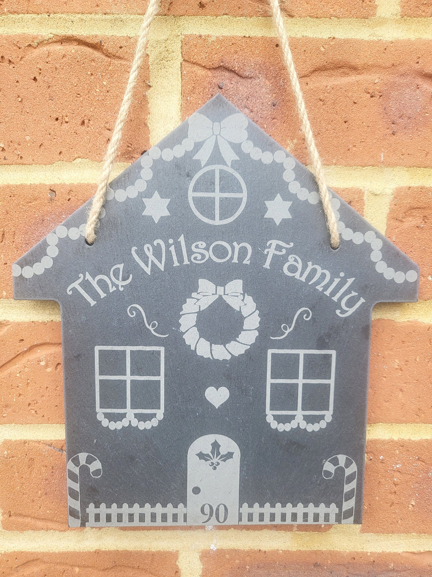 Personalised Gingerbread House Slate Plaque