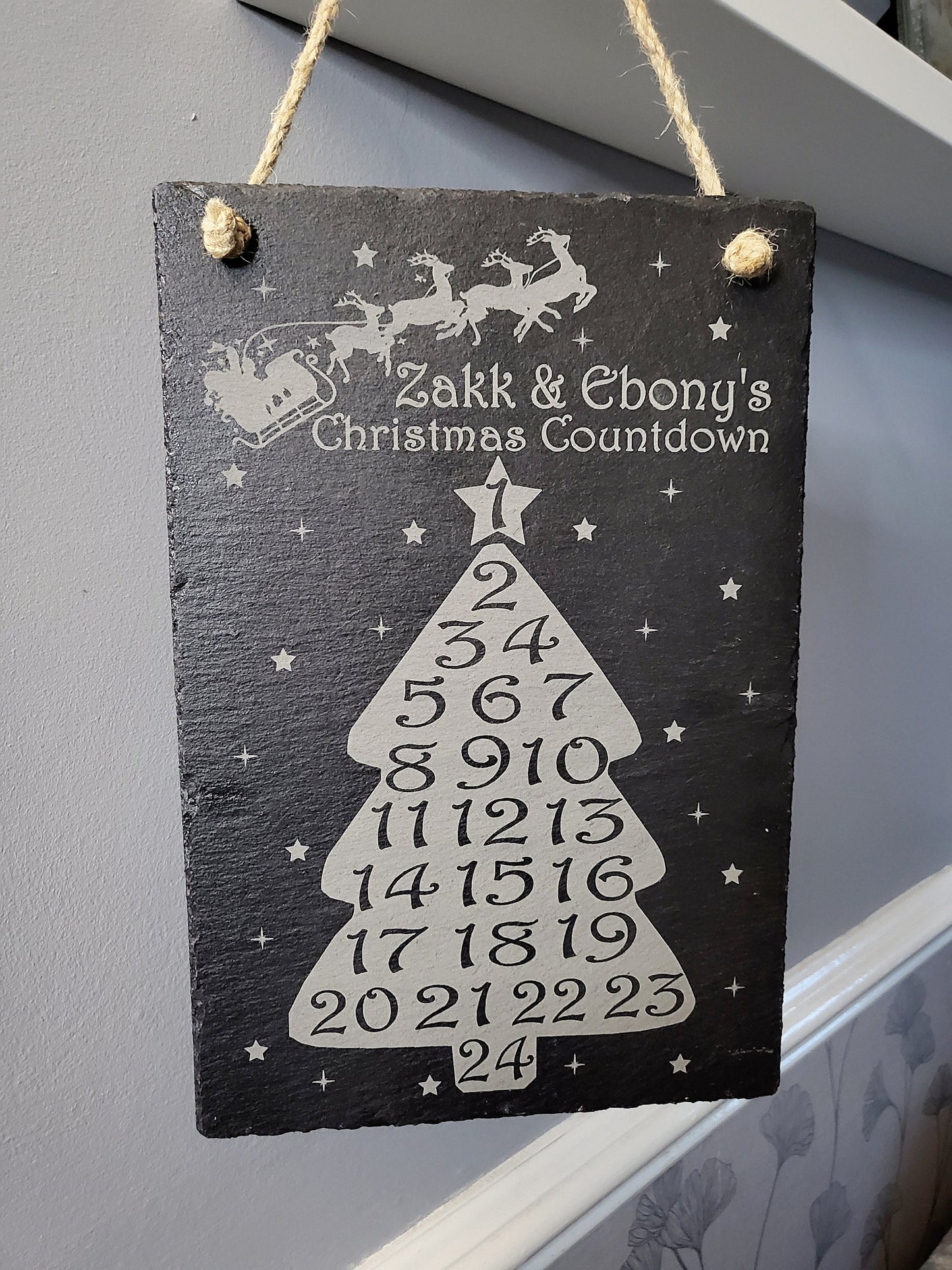 Personalised Christmas Countdown Slate Plaque