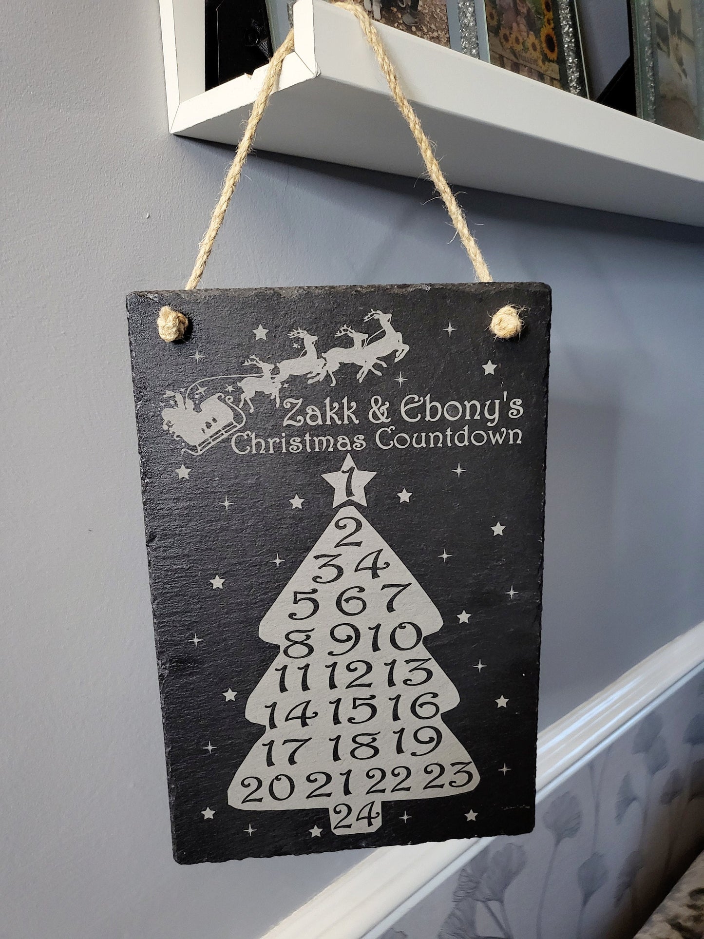 Personalised Christmas Countdown Slate Plaque
