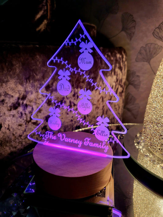 Personalised Acrylic Christmas Tree LED Lamp