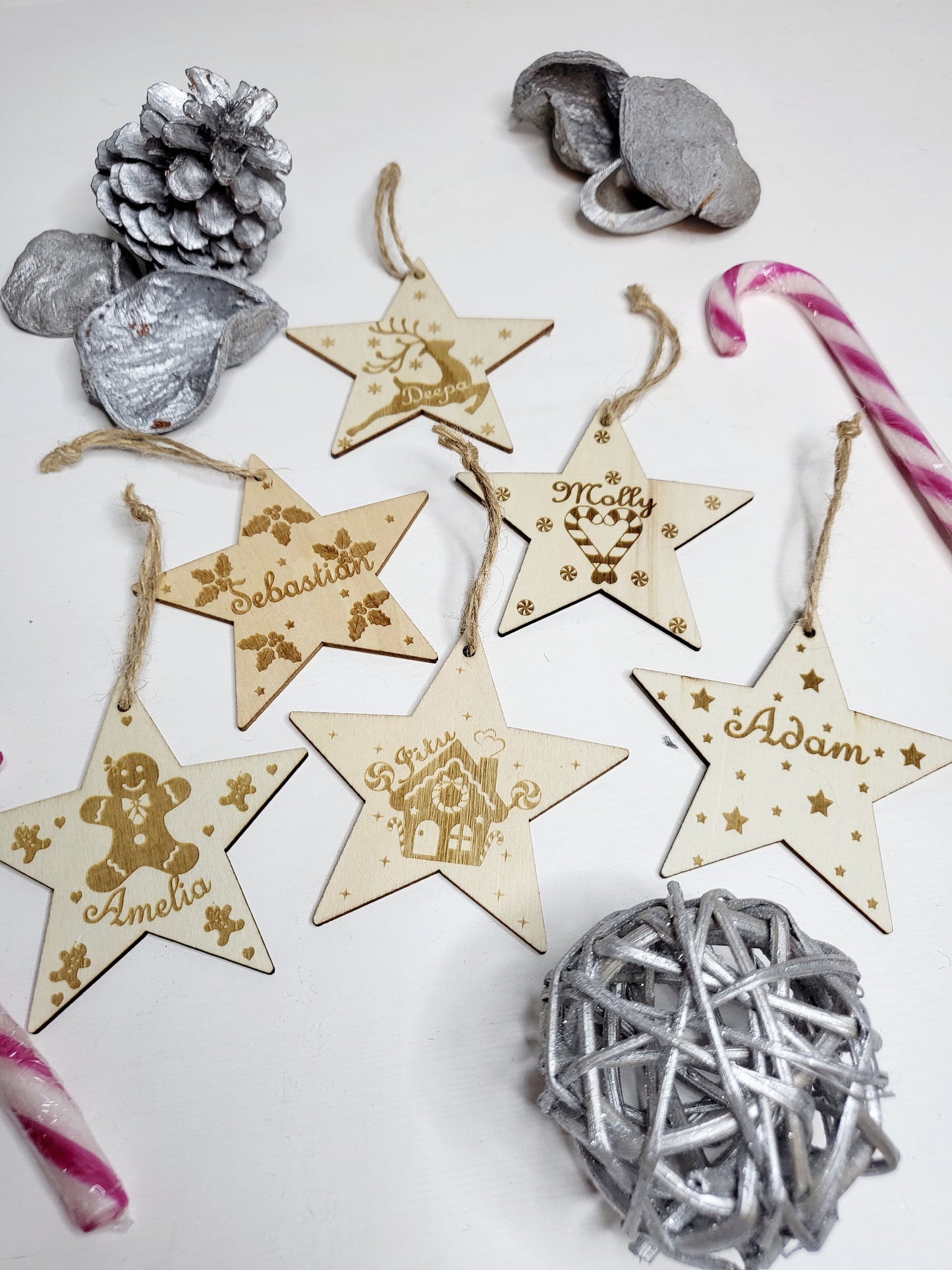 Personalised Wooden Star Tree Decoration