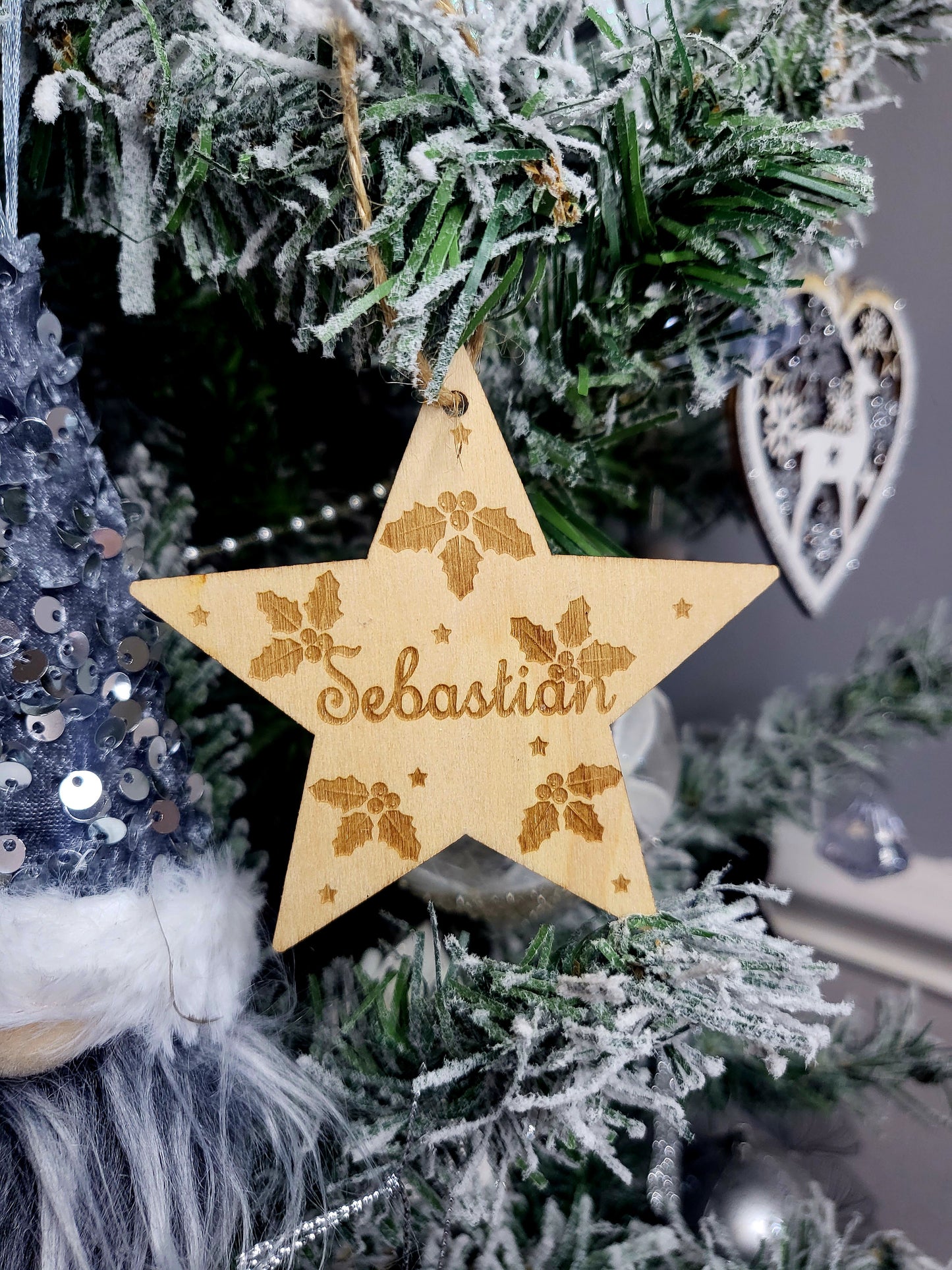 Personalised Wooden Star Tree Decoration