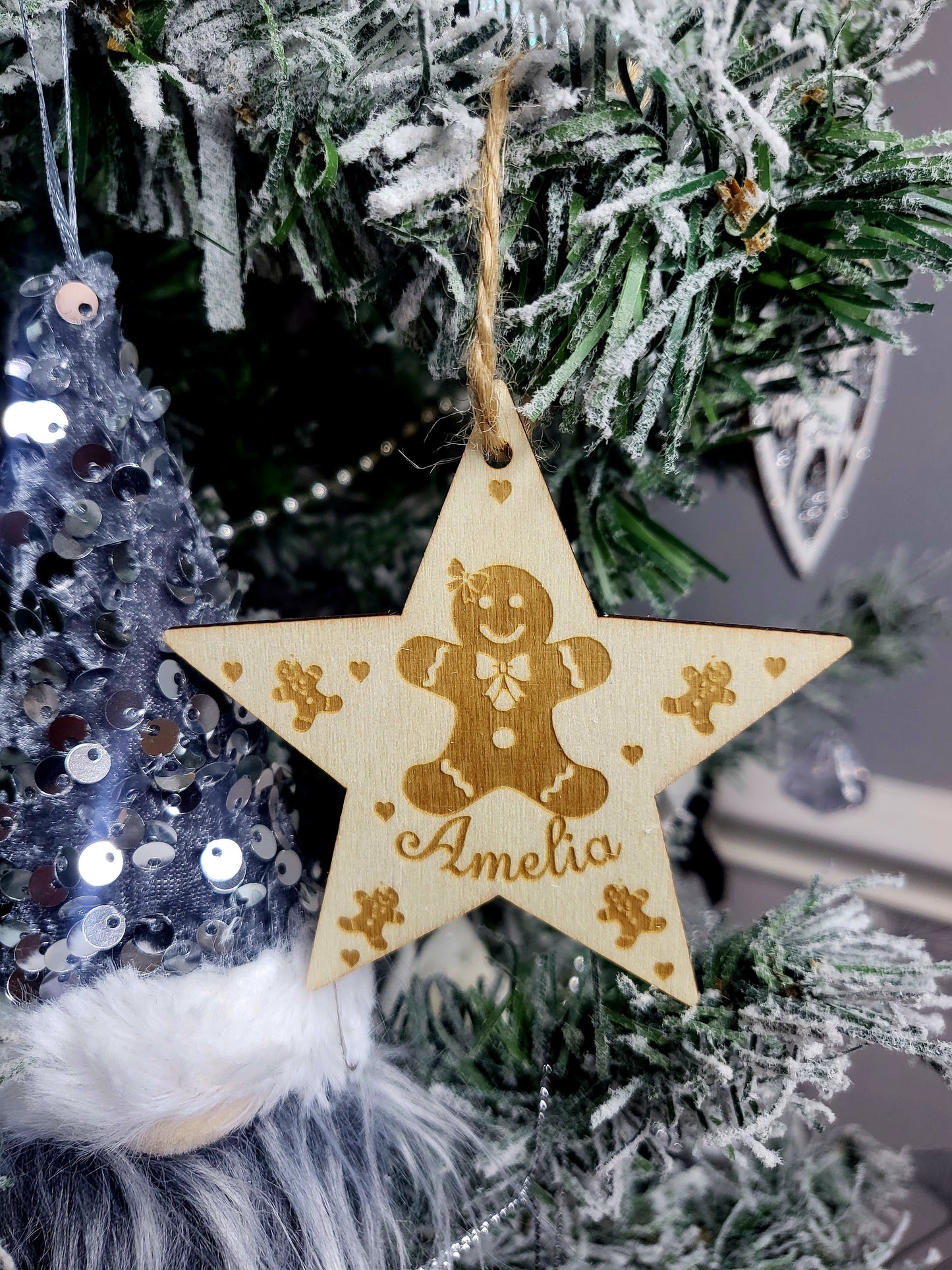 Personalised Wooden Star Tree Decoration