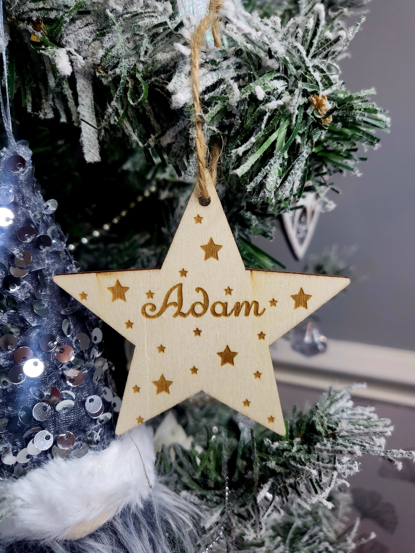 Personalised Wooden Star Tree Decoration