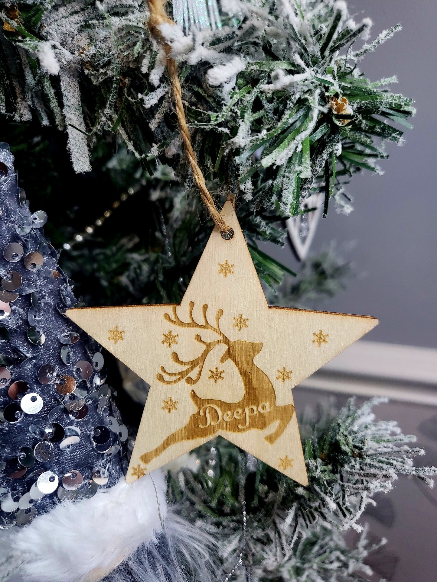 Personalised Wooden Star Tree Decoration