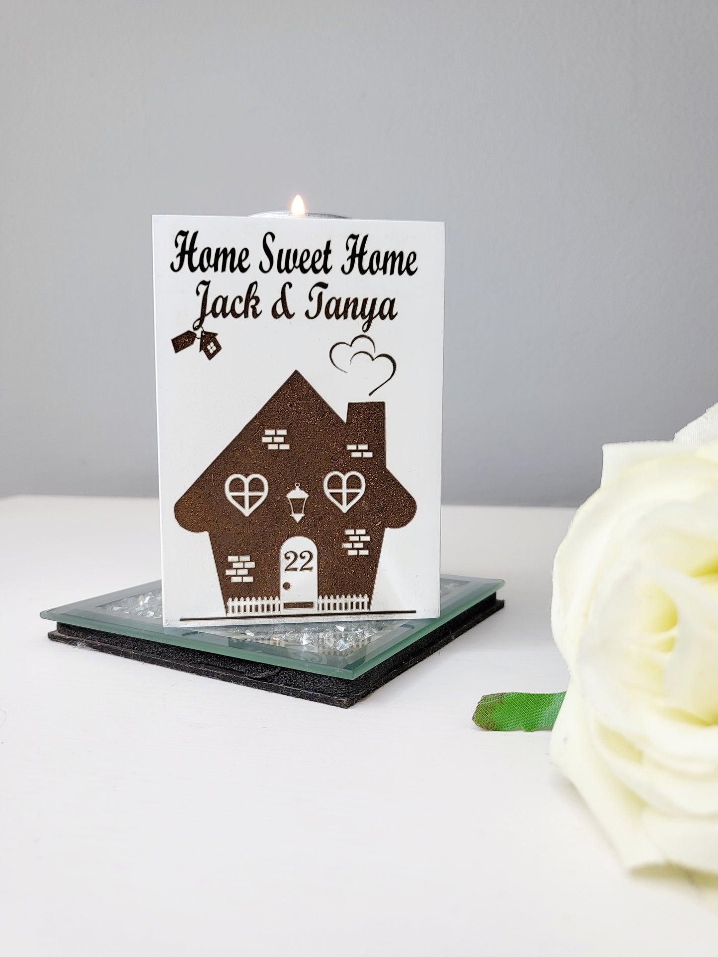 Personalised New Home Single Tea Light Holder