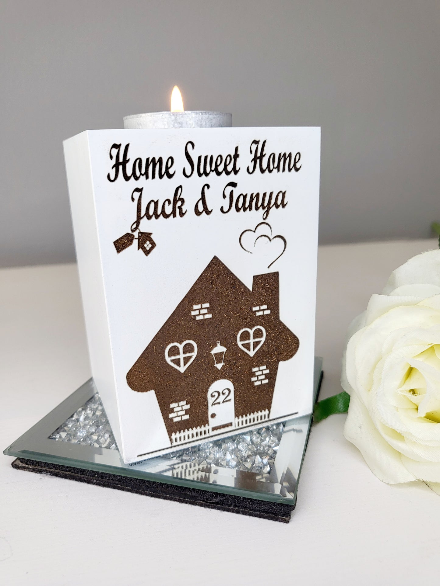 Personalised New Home Single Tea Light Holder