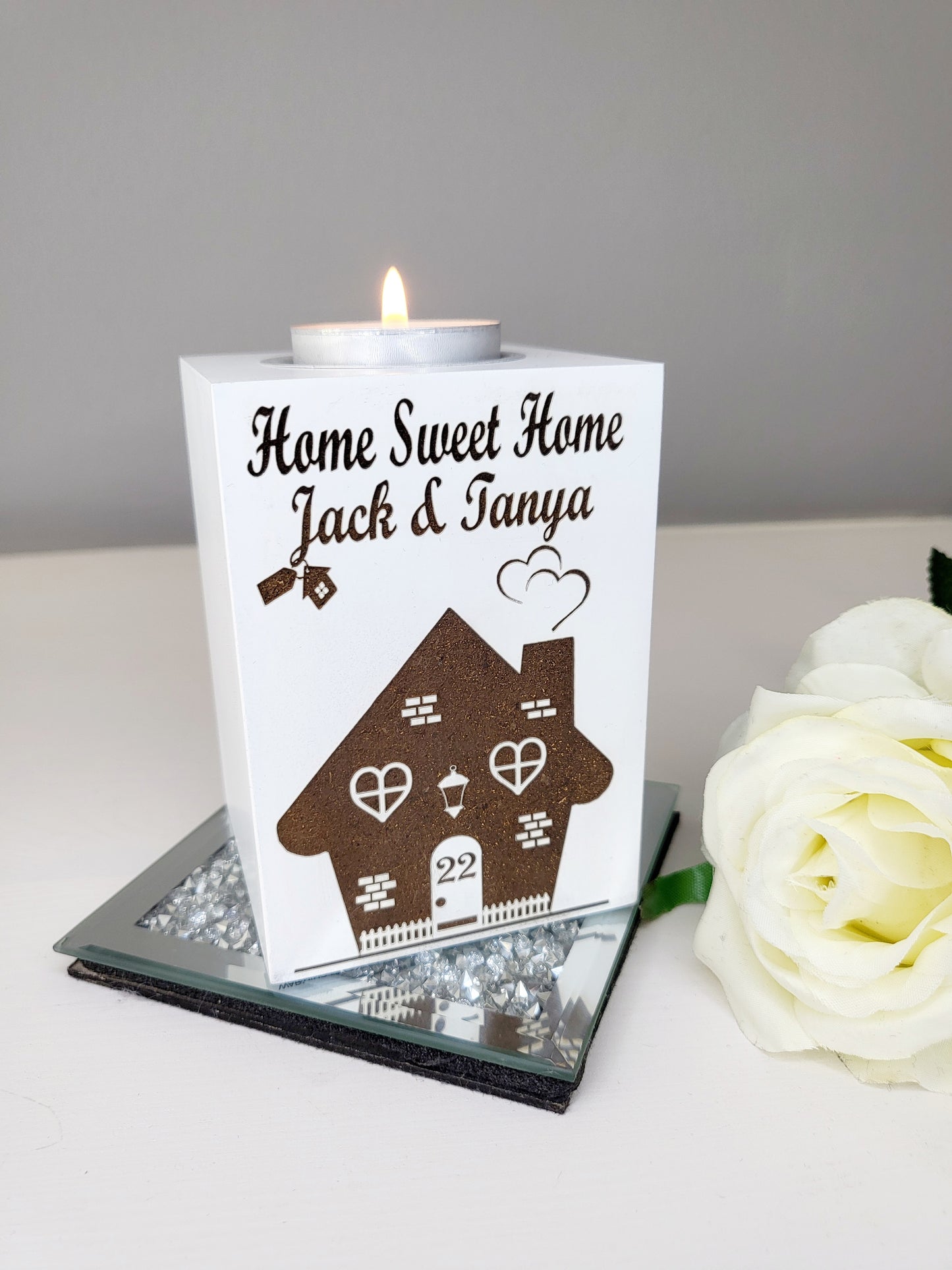 Personalised New Home Single Tea Light Holder