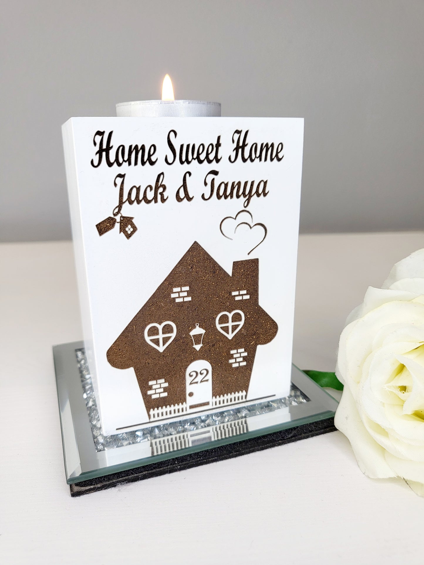 Personalised New Home Single Tea Light Holder