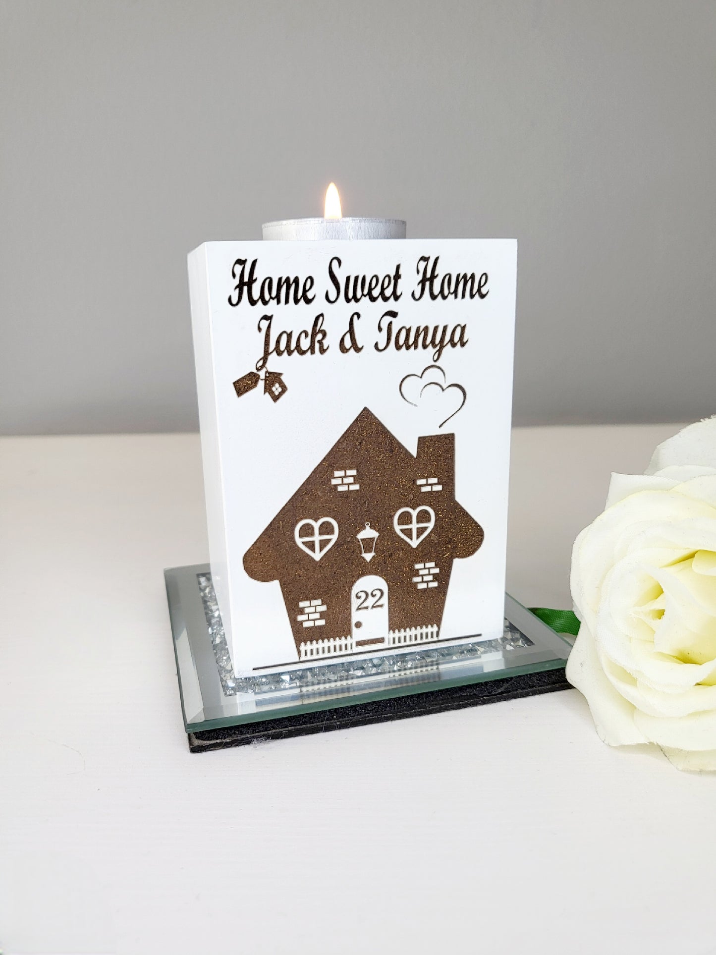 Personalised New Home Single Tea Light Holder