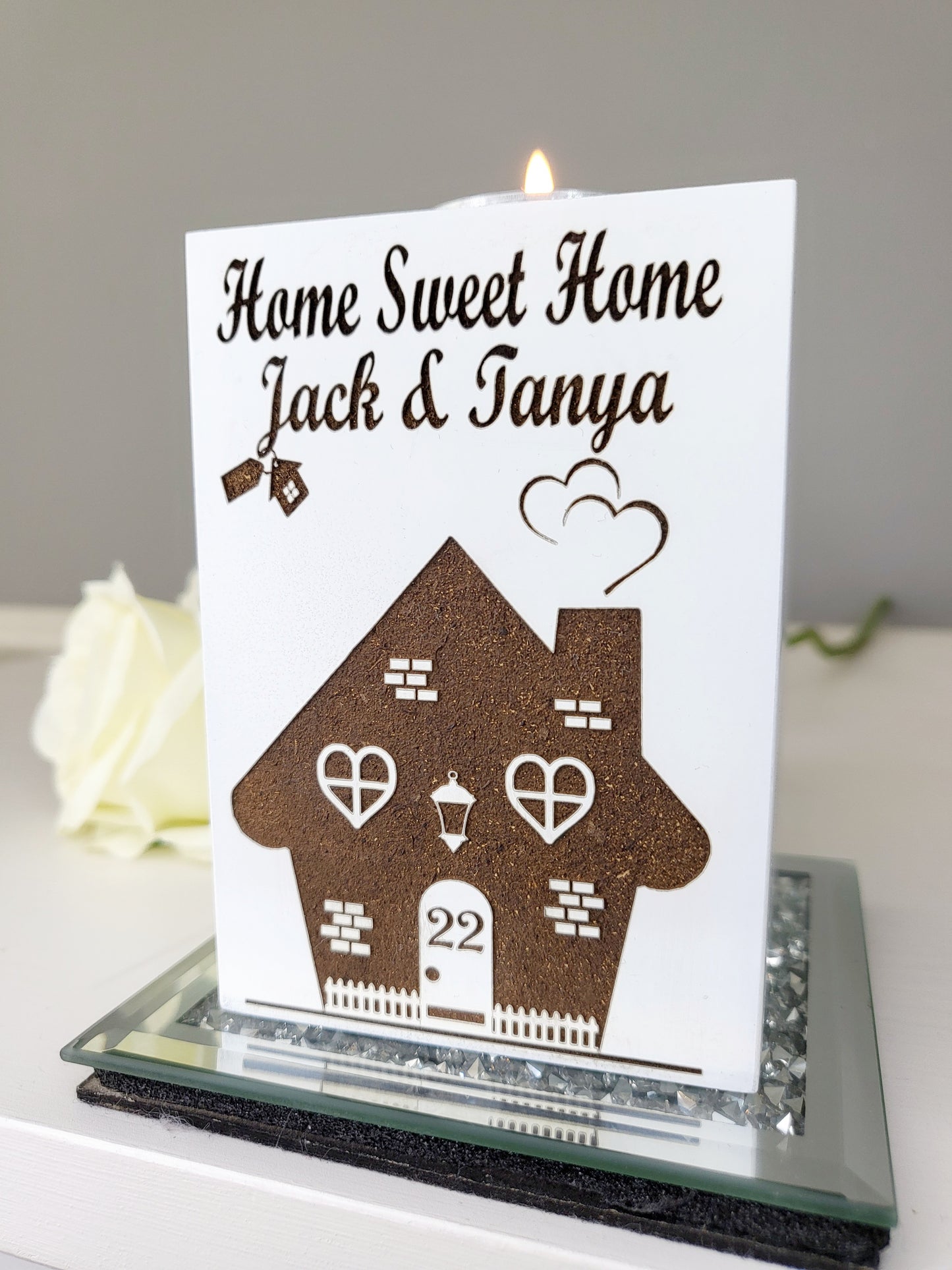 Personalised New Home Single Tea Light Holder