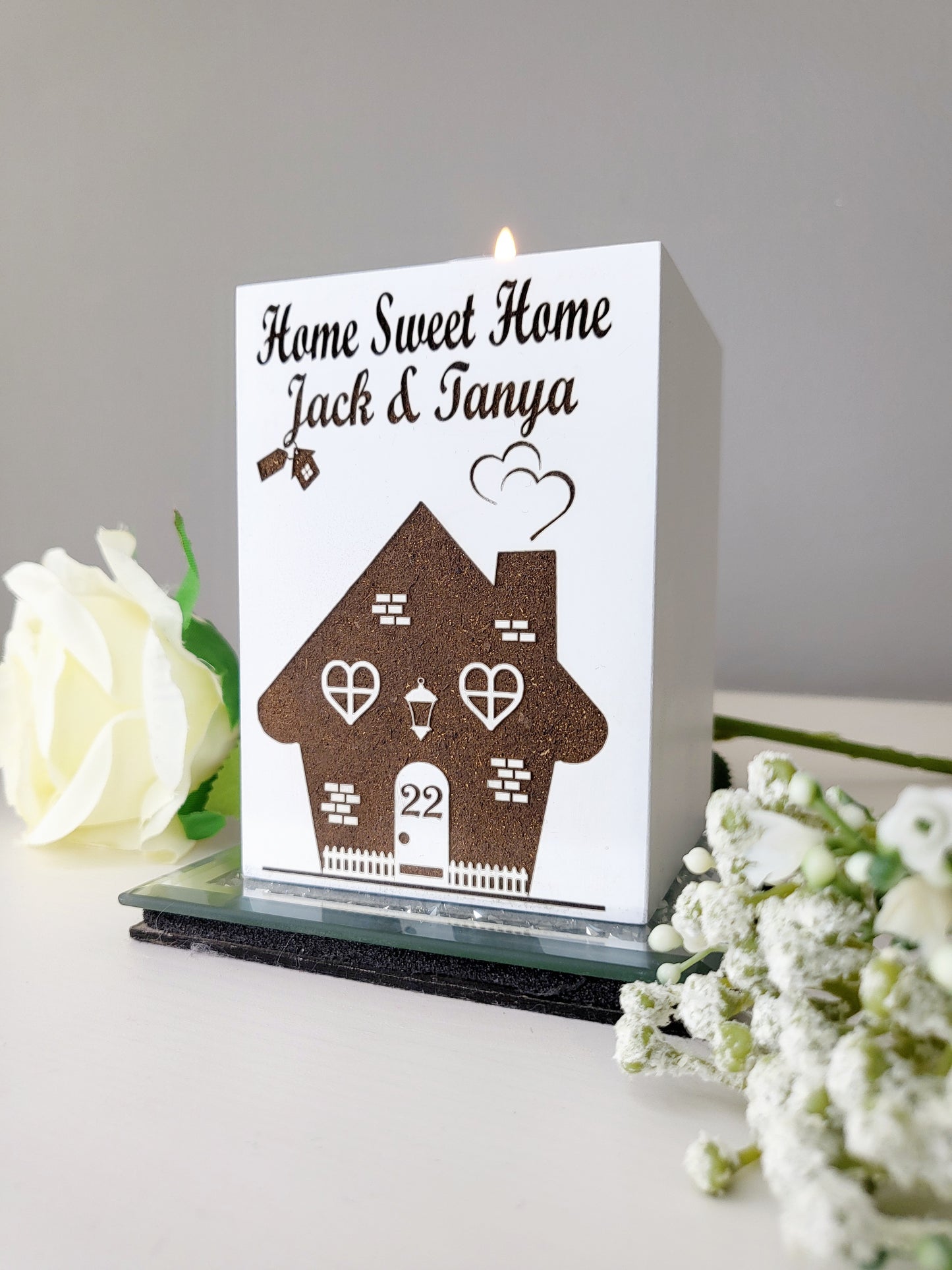 Personalised New Home Single Tea Light Holder