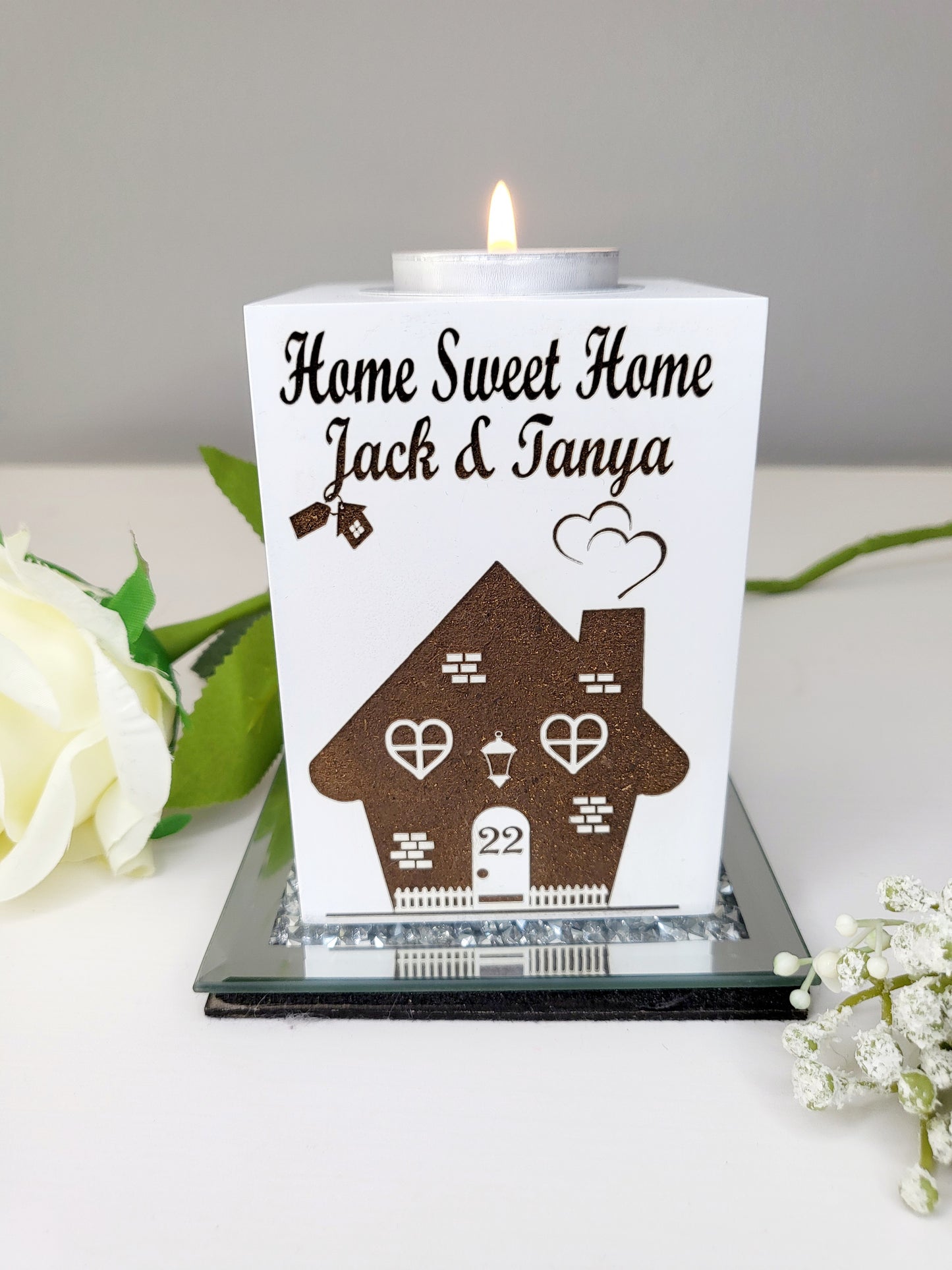 Personalised New Home Single Tea Light Holder