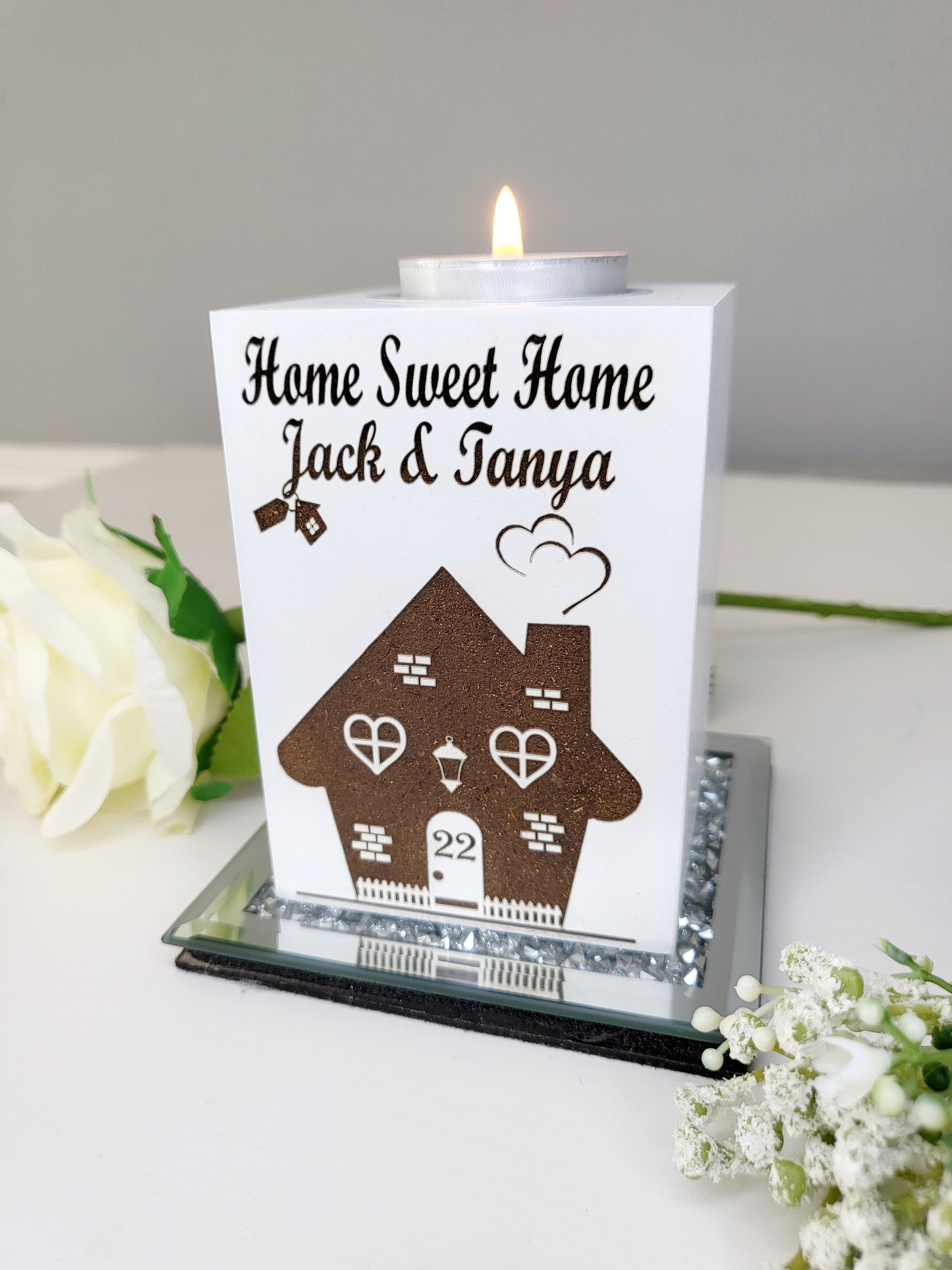 Personalised New Home Single Tea Light Holder