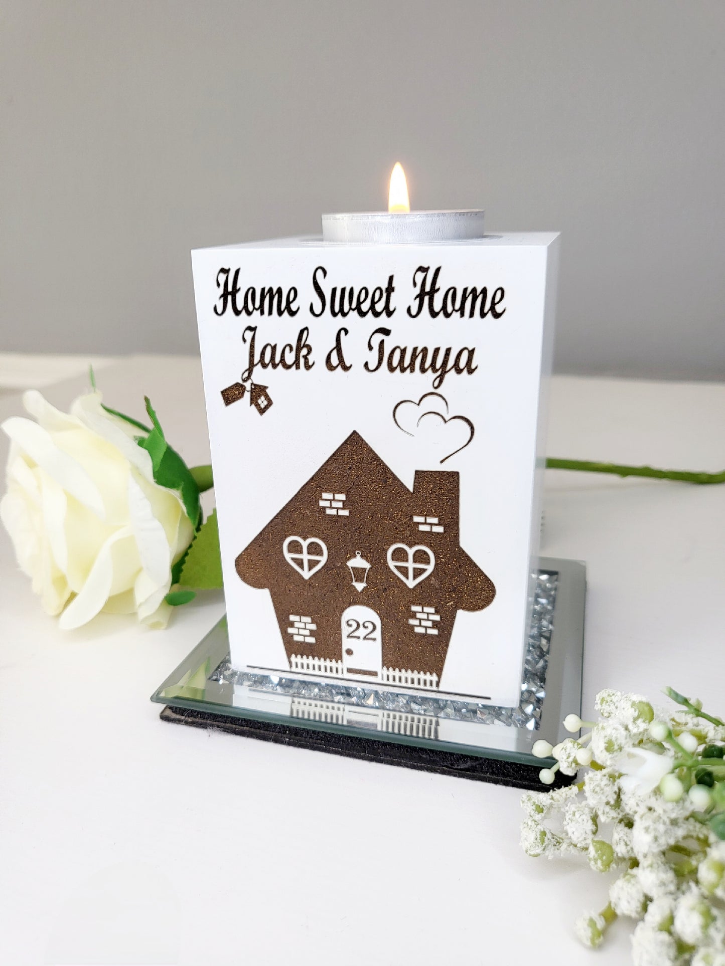 Personalised New Home Single Tea Light Holder