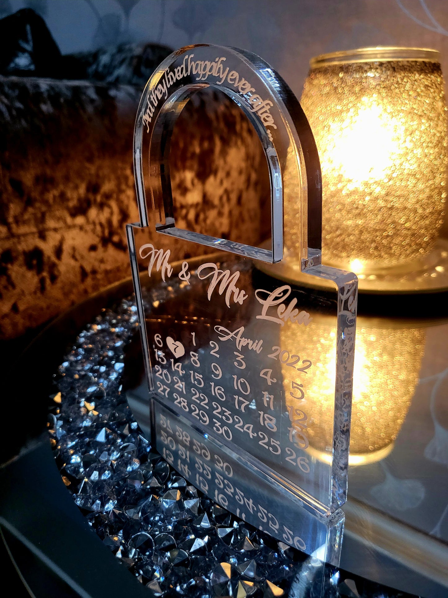 Personalised Freestanding Acrylic Padlock for Wedding/Anniversary