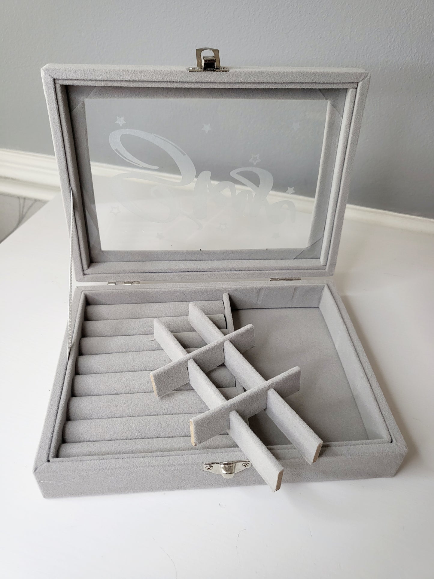 Personalised Velvet Jewellery Box, Pink or Grey