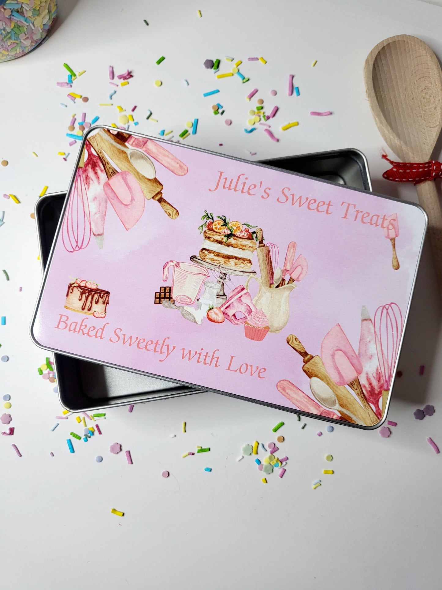 Personalised Baking Tin - Pink or Blue