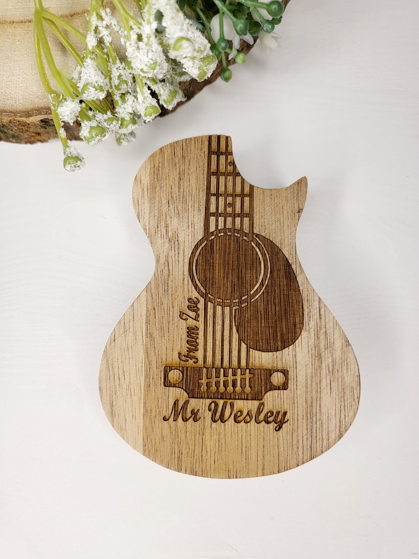 Personalised Guitar Box with 3 Wooden Picks