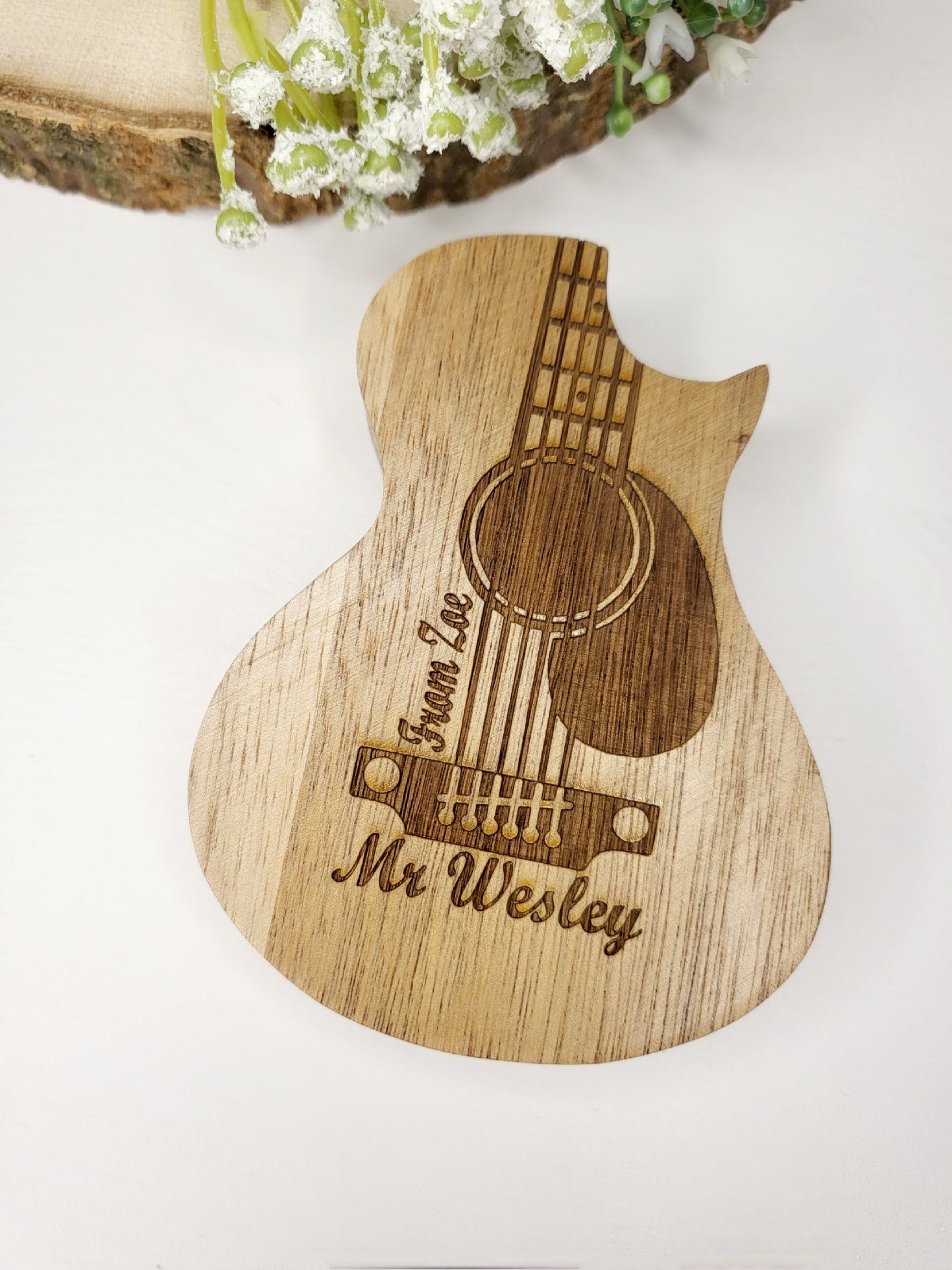 Personalised Guitar Box with 3 Wooden Picks