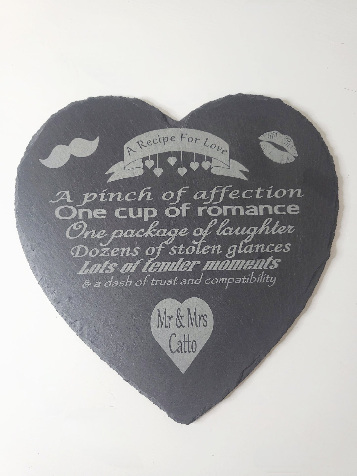 Personalised Lovers Heart Slate Cheese Board