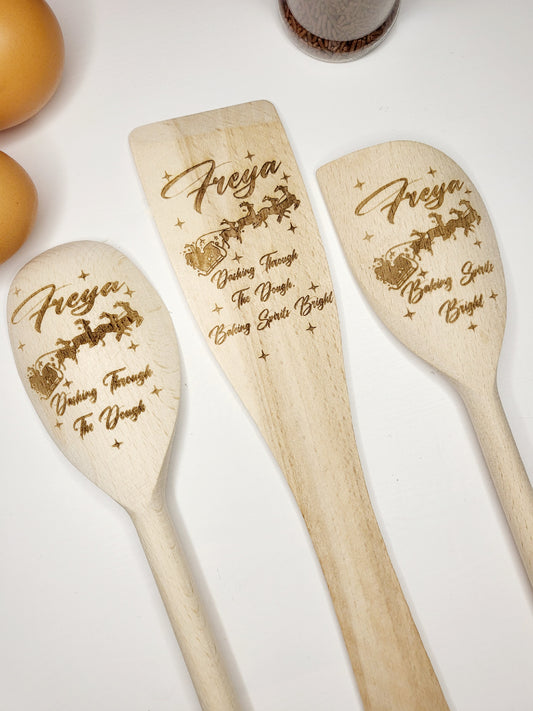 Personalised Christmas Baking Utensils, Set of 3