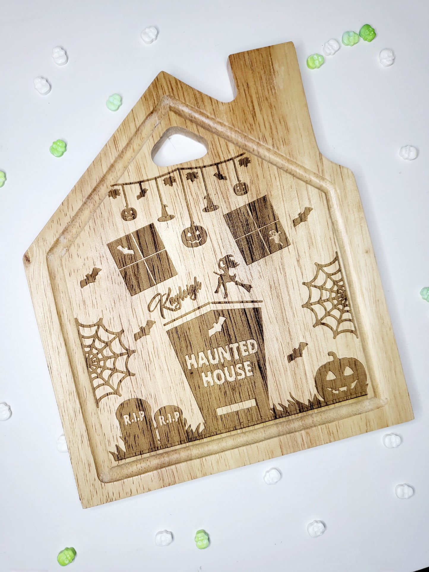 Personalised Haunted House Chopping Board