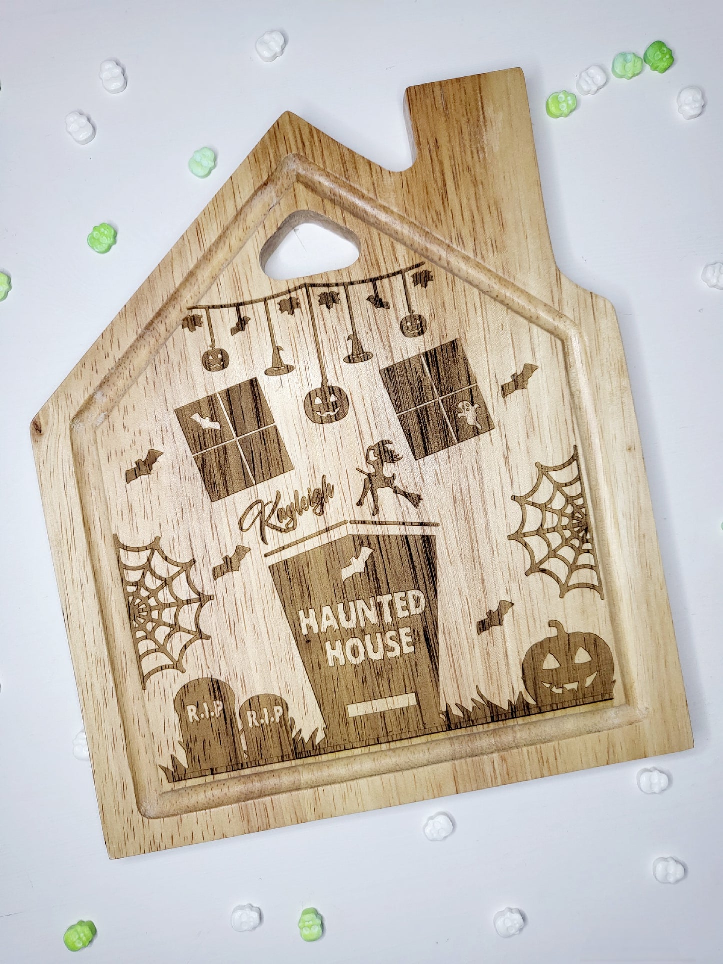 Personalised Haunted House Chopping Board