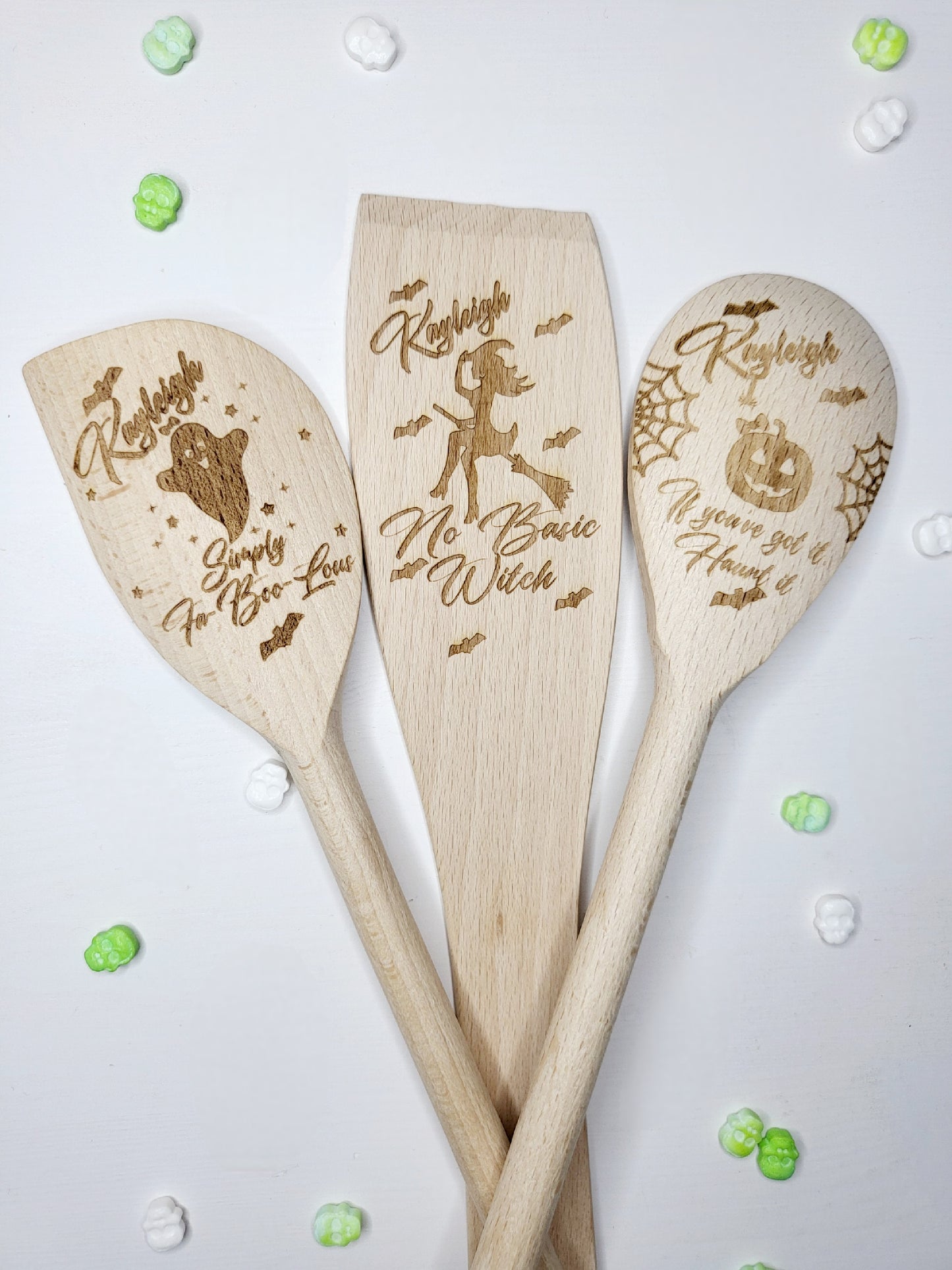 Personalised Halloween Baking Utensils, Set of 3