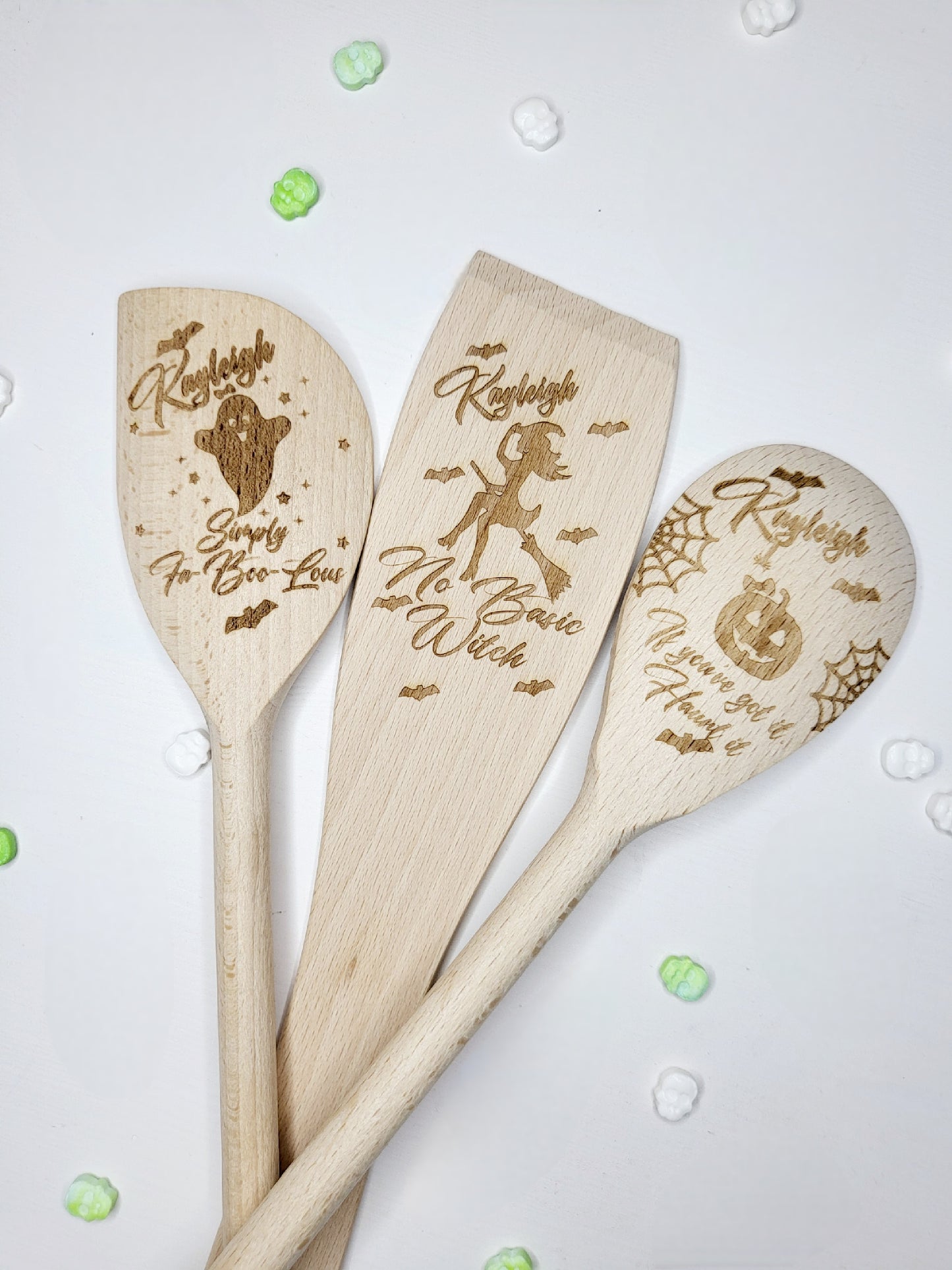 Personalised Halloween Baking Utensils, Set of 3