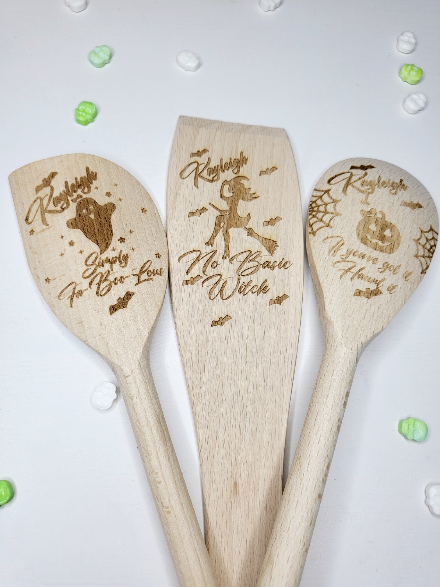 Personalised Halloween Baking Utensils, Set of 3