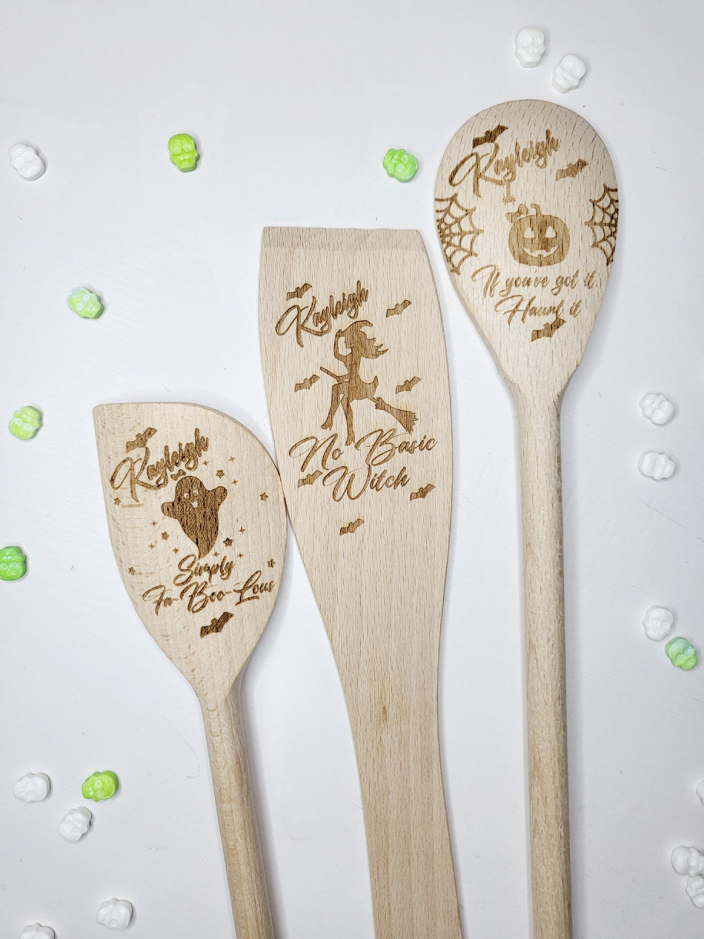 Personalised Halloween Baking Utensils, Set of 3