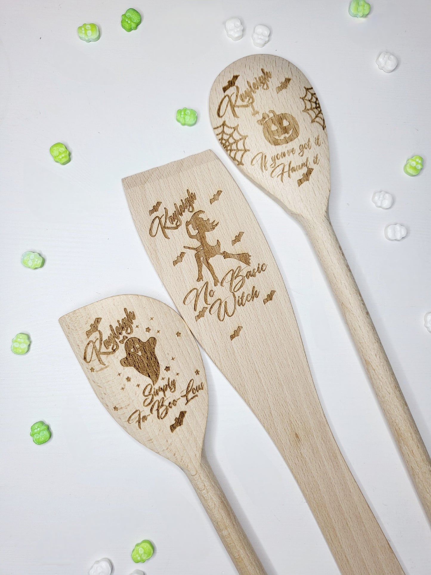 Personalised Halloween Baking Utensils, Set of 3