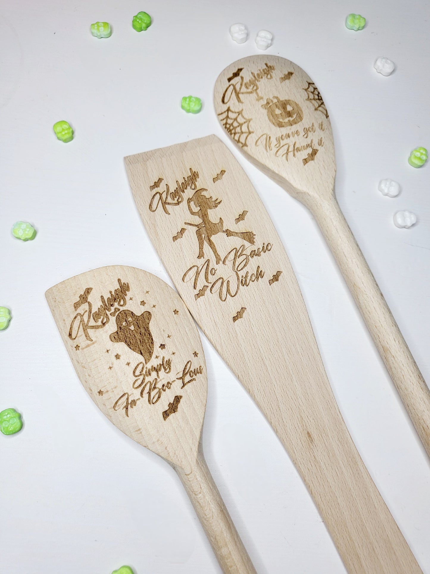 Personalised Halloween Baking Utensils, Set of 3