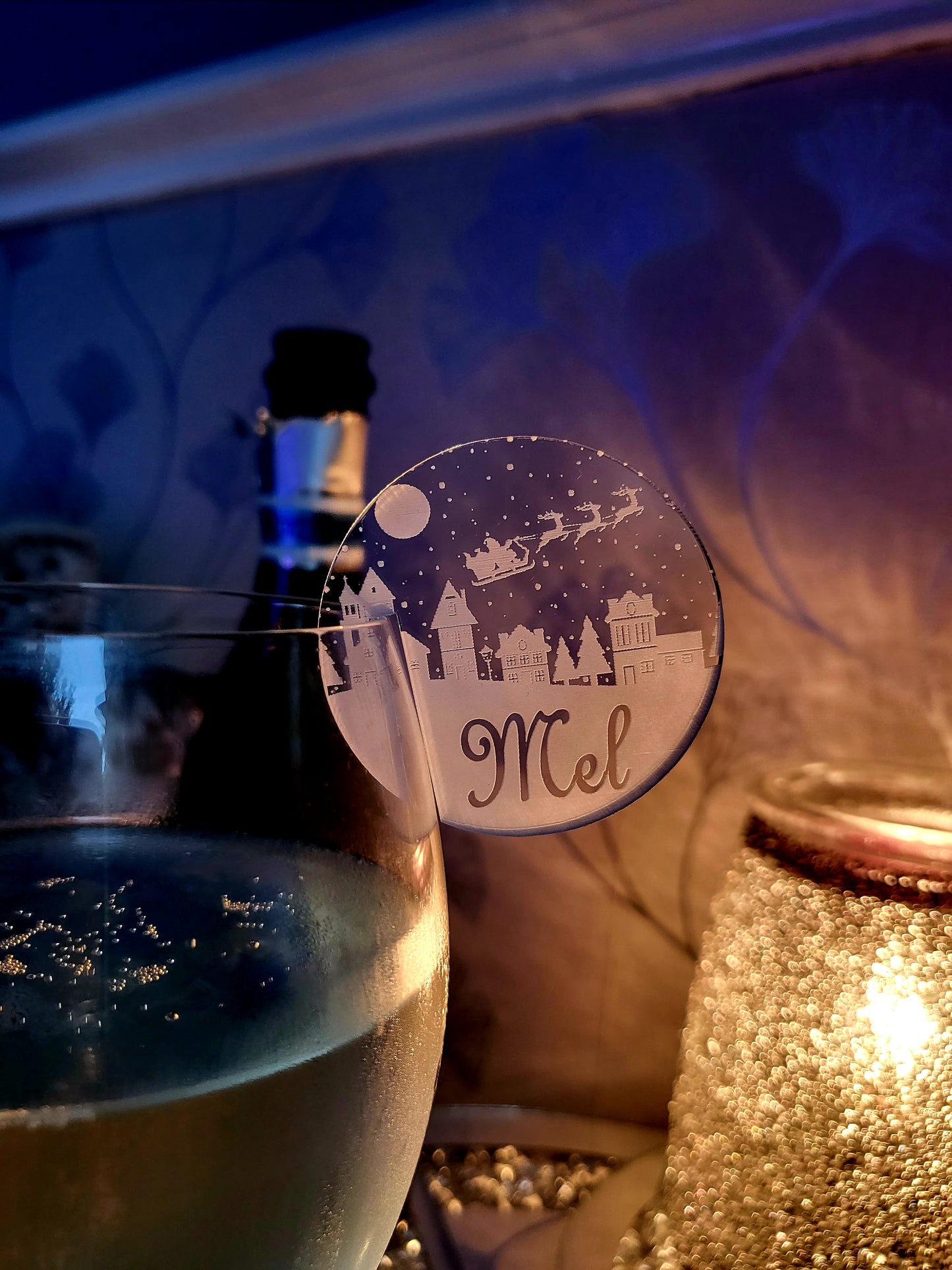 Personalised Christmas Glass Charm - Globe