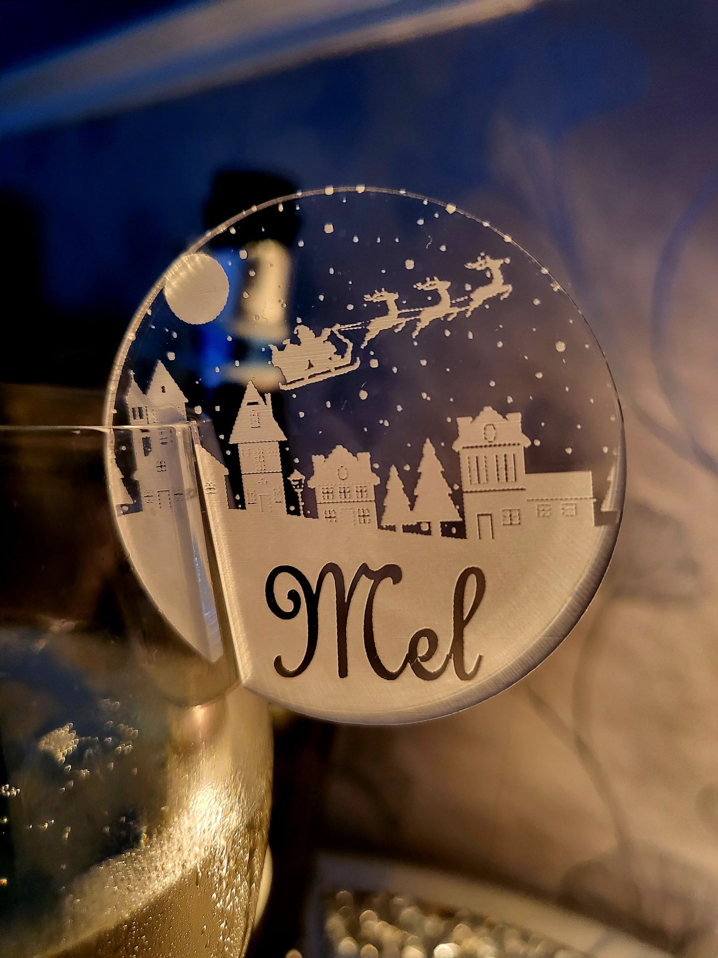 Personalised Christmas Glass Charm - Globe