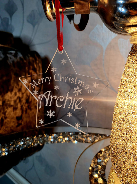 Personalised Christmas Star Tree Decoration