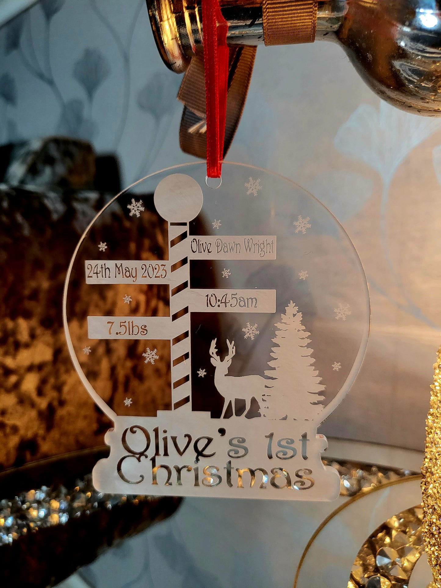 Personalised Baby's 1st Christmas Snowglobe Tree Decoration