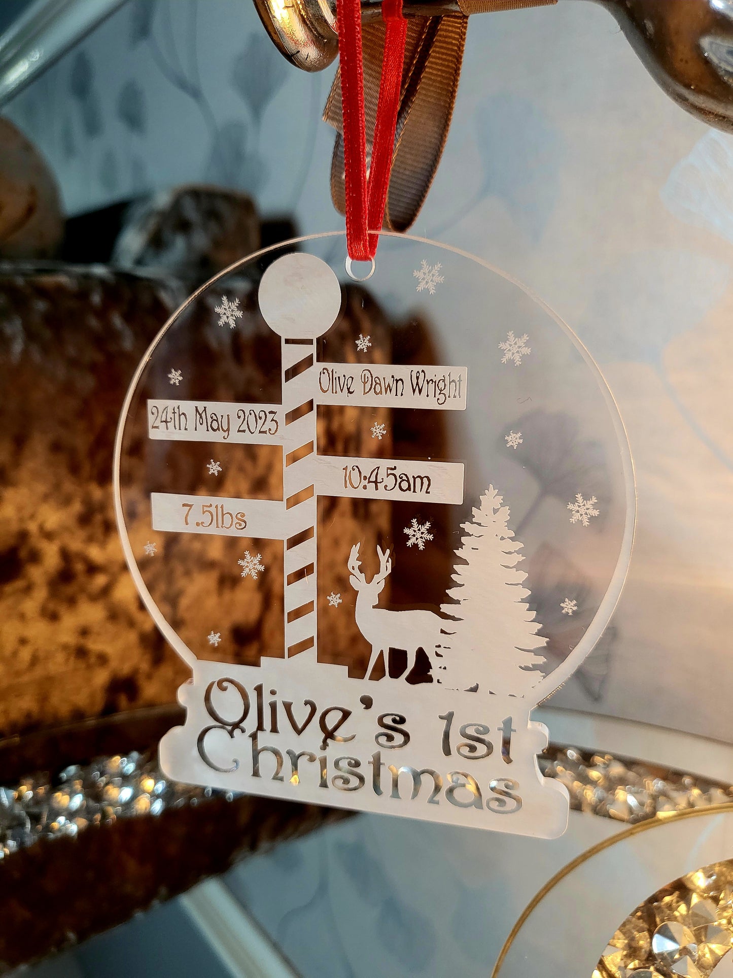 Personalised Baby's 1st Christmas Snowglobe Tree Decoration