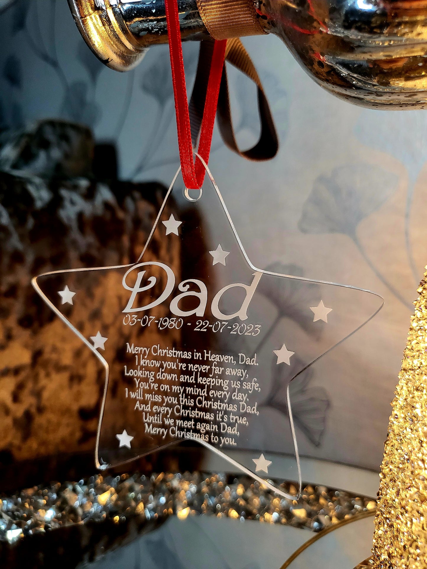 Personalised Memorial Christmas Hanging Decoration