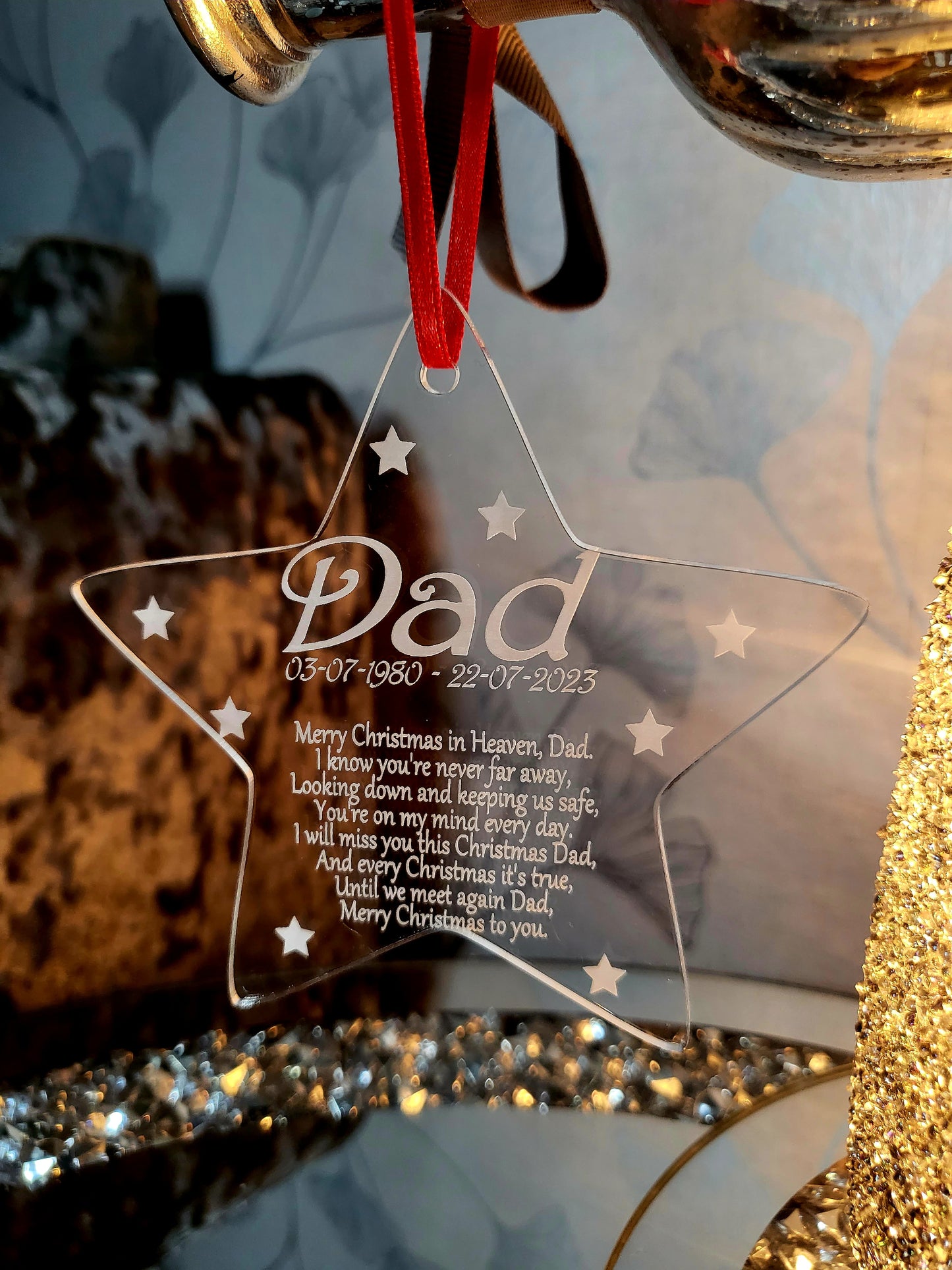 Personalised Memorial Christmas Hanging Decoration