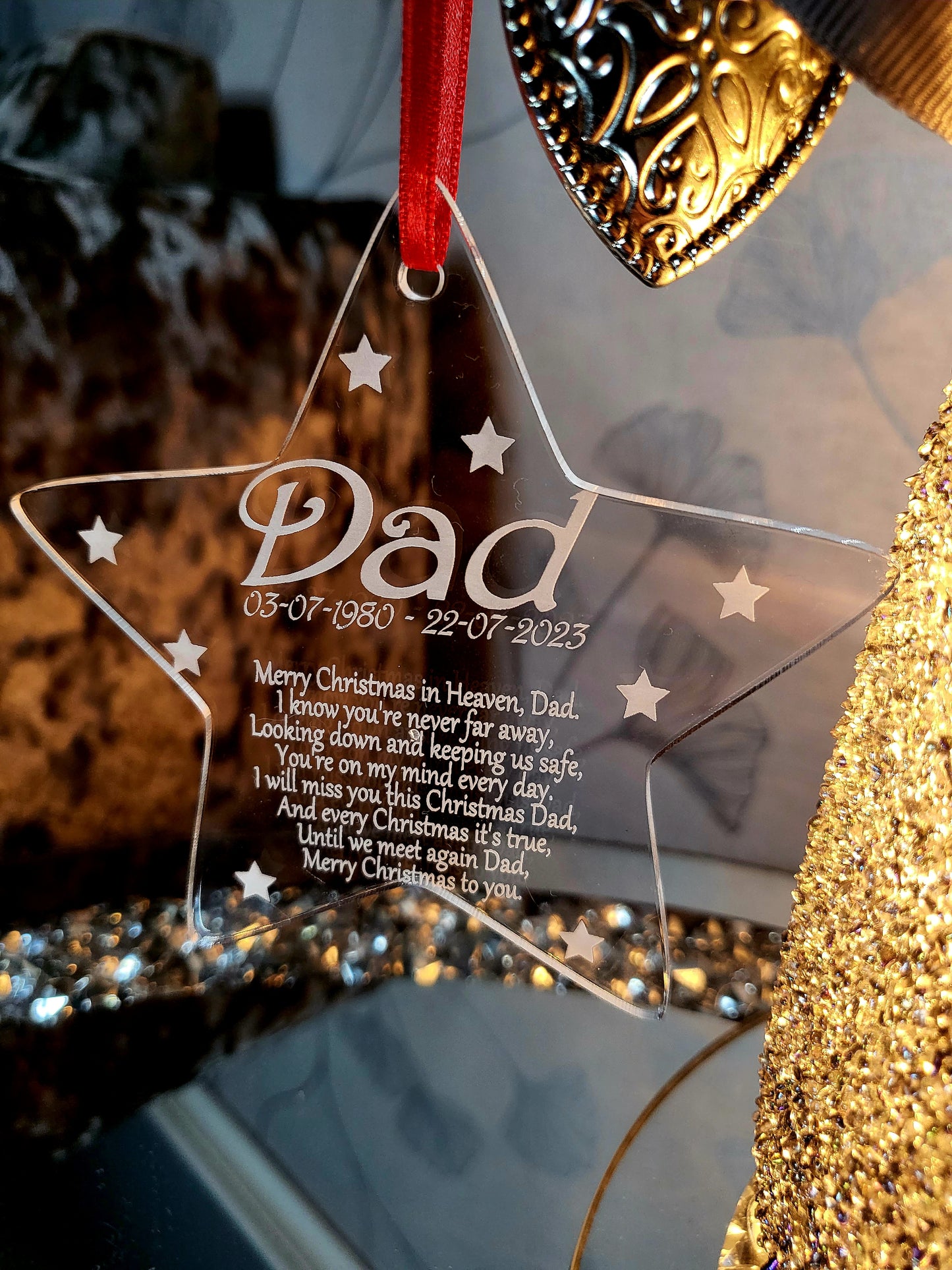 Personalised Memorial Christmas Hanging Decoration