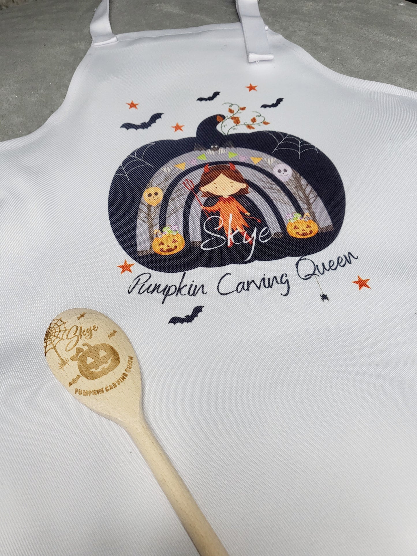 Personalised Pumpkin Carving Apron & Spoon Set - Kids & Adults