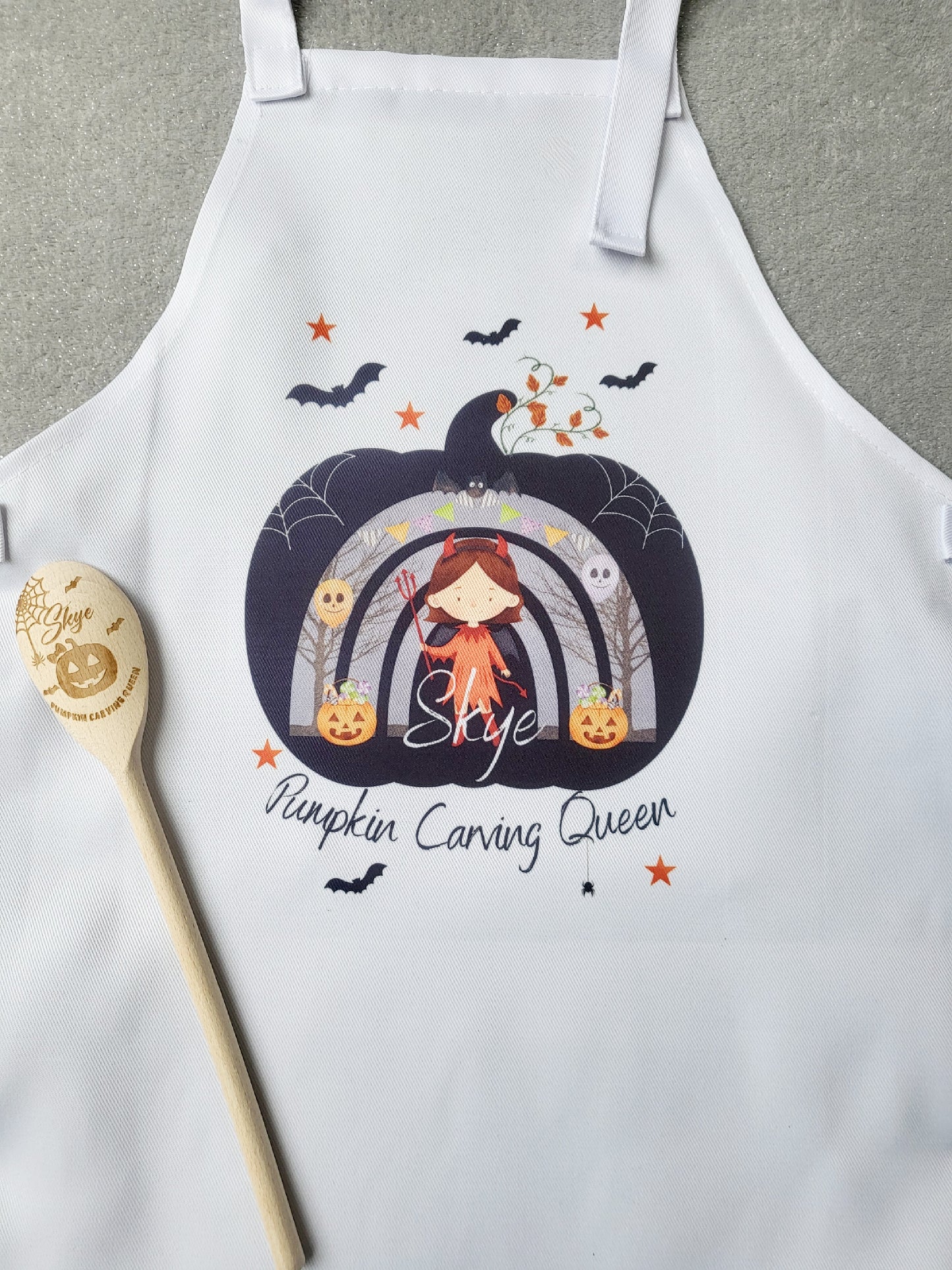 Personalised Pumpkin Carving Apron & Spoon Set - Kids & Adults