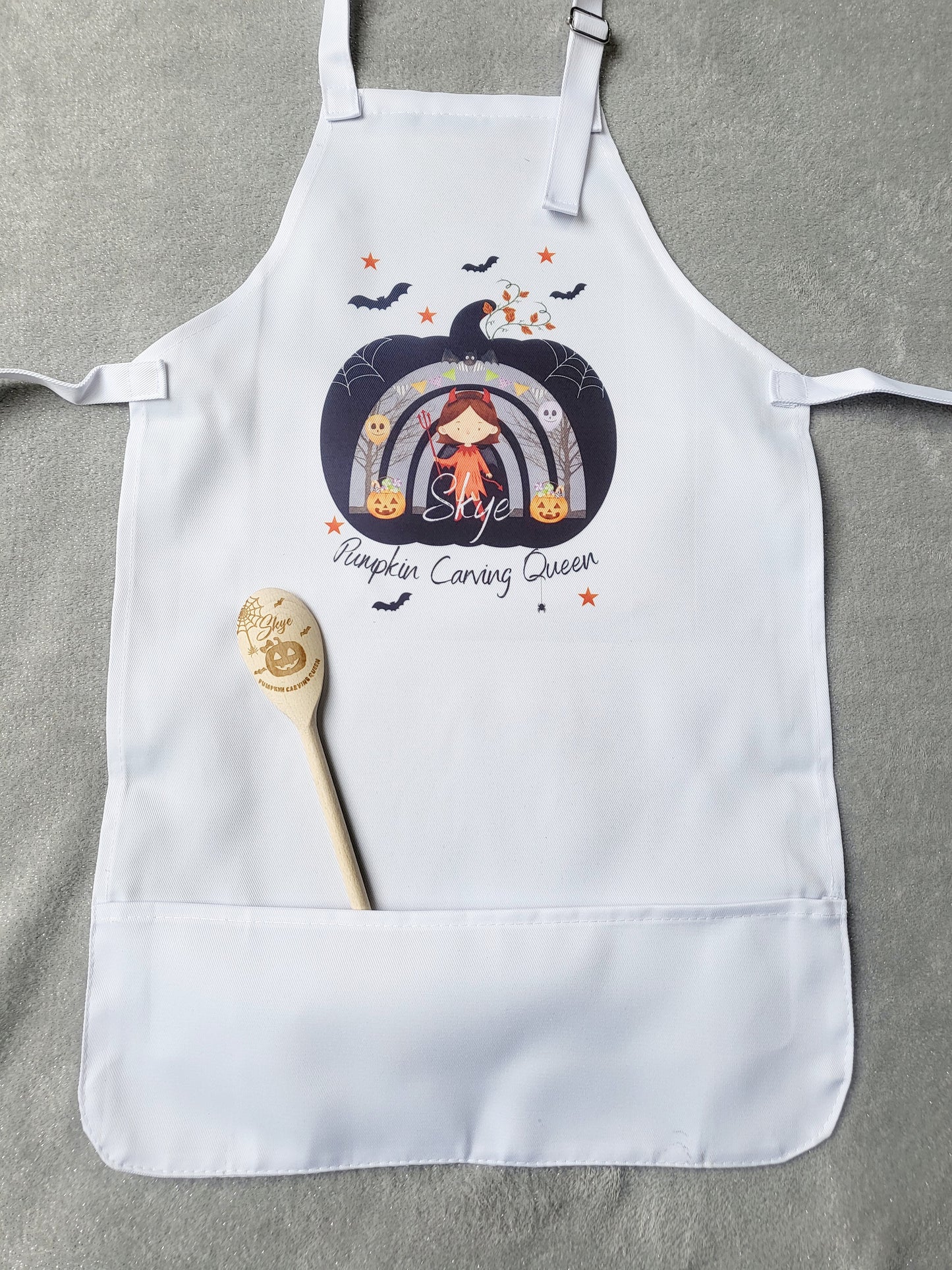 Personalised Pumpkin Carving Apron & Spoon Set - Kids & Adults