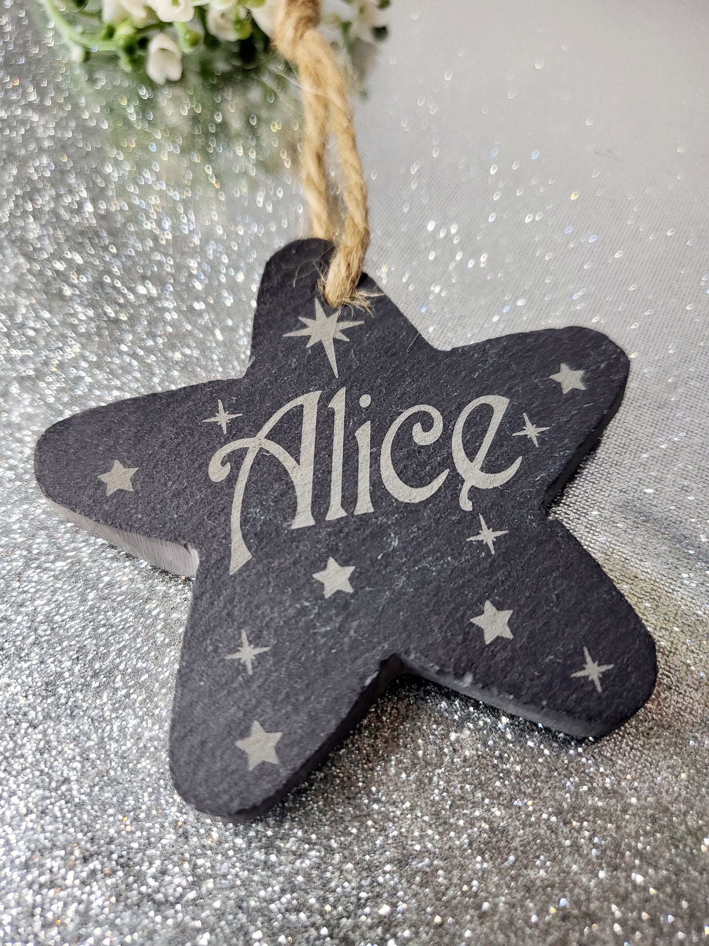 Personalised Slate Christmas Star Tree Decoration