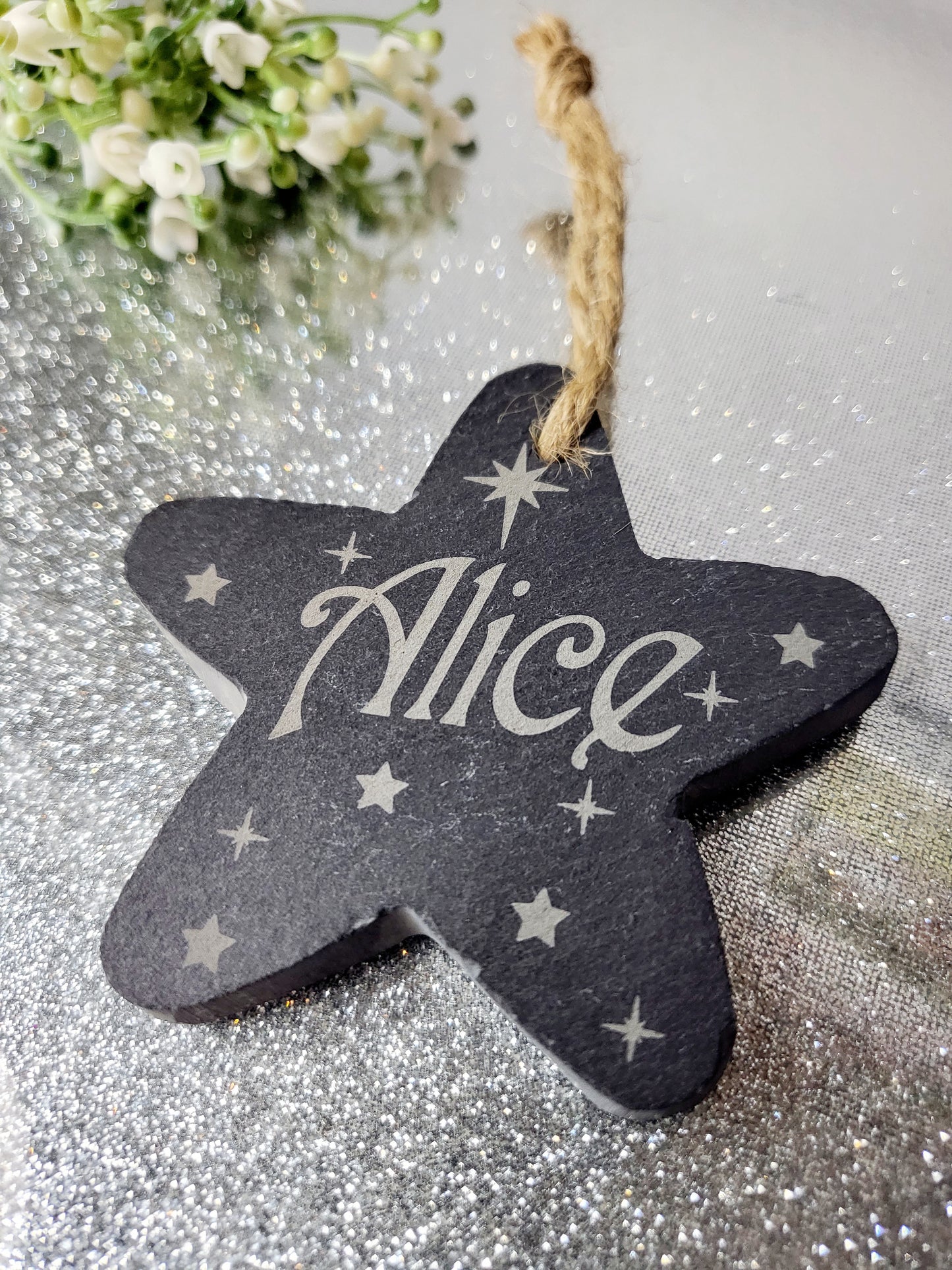 Personalised Slate Christmas Star Tree Decoration