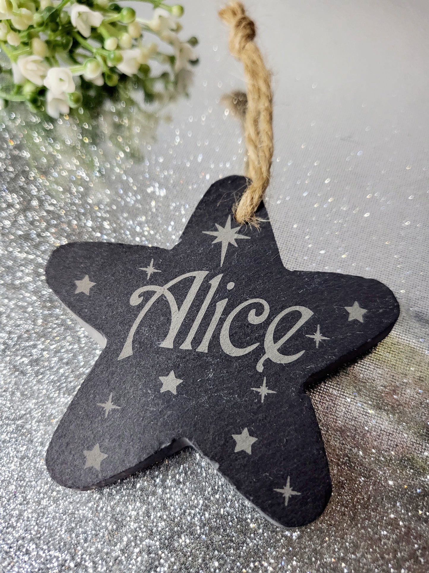 Personalised Slate Christmas Star Tree Decoration